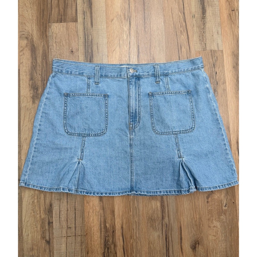 Madewell Denim Mini Skirt Size 32 Blue Cotton‎ A-Line Pockets Casual